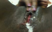 Oozing Ebony Pussy Close Up