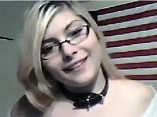 Blonde Nerd Shows Her Cute Tits