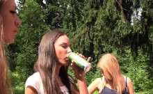 Russian college babes fingerfucked in forest
