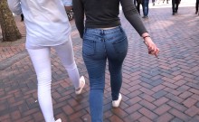 Sexy Girl In Jeans Loves To Walk Around And Jiggle Her Hot
