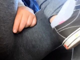 naughty teen rubs pussy on bus