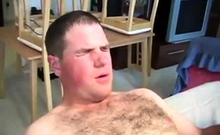 Eager hairy man fucked in the kitchen