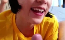 Cute Asian Girlfriend Sucks Cock For Cum To Swallow