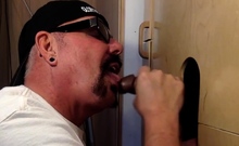 Gloryhole homemade DILF sucks black dong