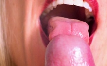 Sensual tongue teasing blowjob