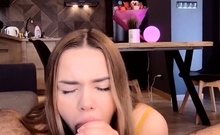 College Slut Gives Blows Huge Dick on Webcam Show