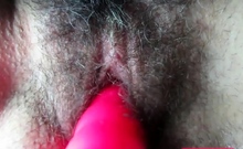 My hairy girl with a vibrator