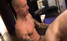 Tattooed German stud fucks BF at home